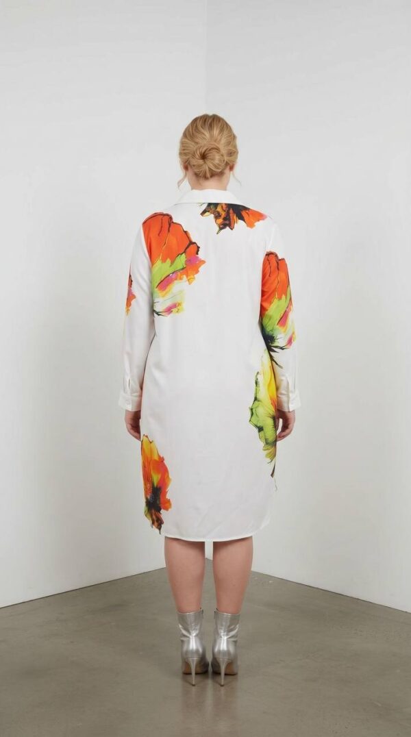 Artistic Floral & Script Print Tunic Dress