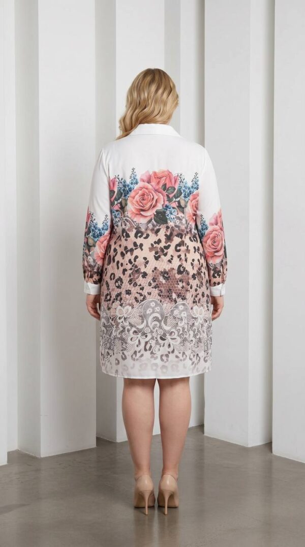 Floral & Leopard Print Collared Shirt Dress