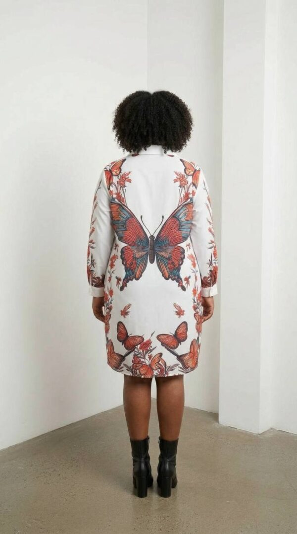Wholesale Butterfly Print Collared Shirtdress