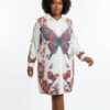 Wholesale Butterfly Print Collared Shirtdress