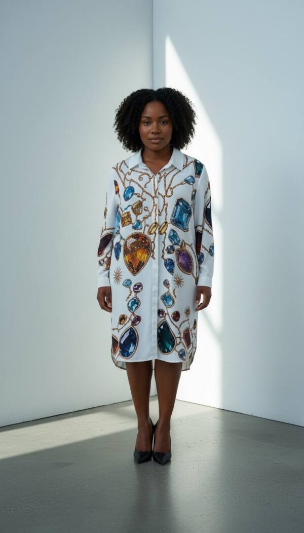 Luxury Gemstone Print Wholesale Shirtdress