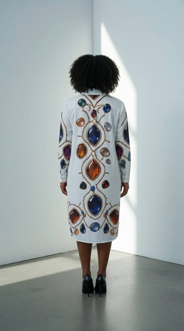 Luxury Gemstone Print Wholesale Shirtdress
