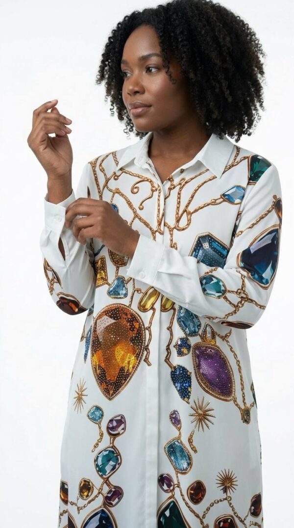 Luxury Gemstone Print Wholesale Shirtdress