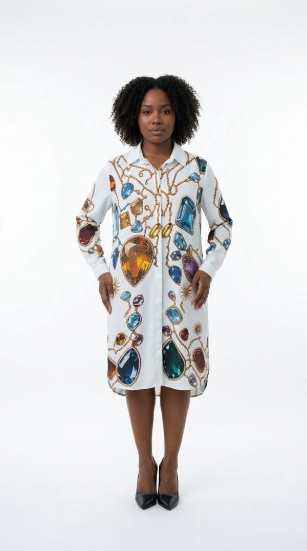 Luxury Gemstone Print Wholesale Shirtdress