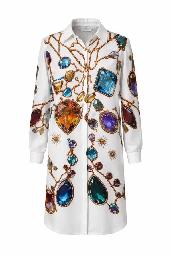 Luxury Gemstone Print Wholesale Shirtdress