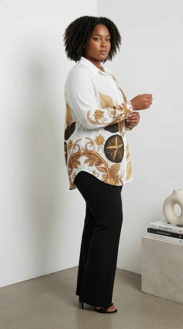 Women's Baroque Gold Leaf Print Blouse