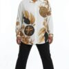 Women's Baroque Gold Leaf Print Blouse