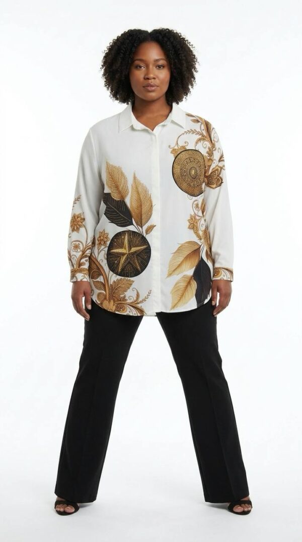 Women's Baroque Gold Leaf Print Blouse