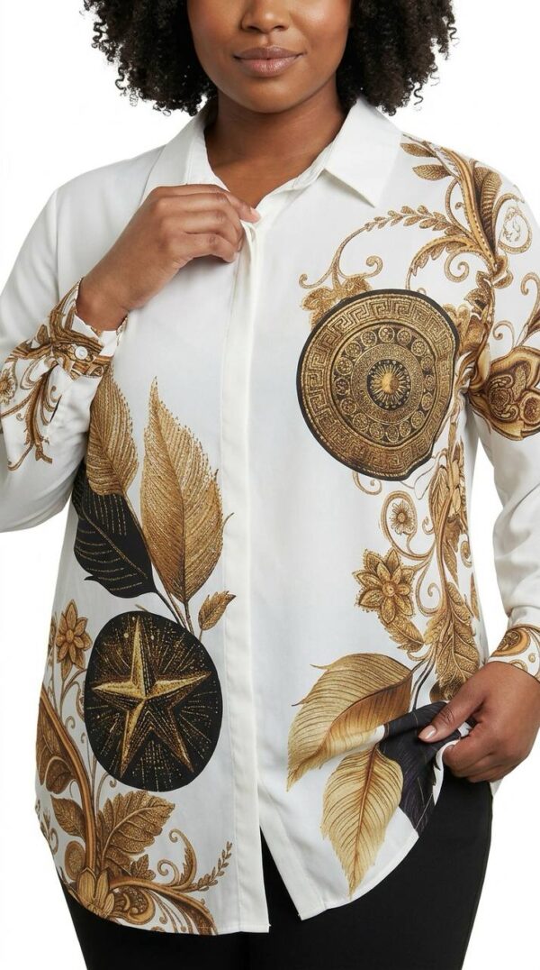 Women's Baroque Gold Leaf Print Blouse