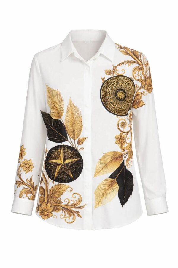 Women's Baroque Gold Leaf Print Blouse