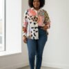 Multi-Pattern Patchwork Statement Blouse