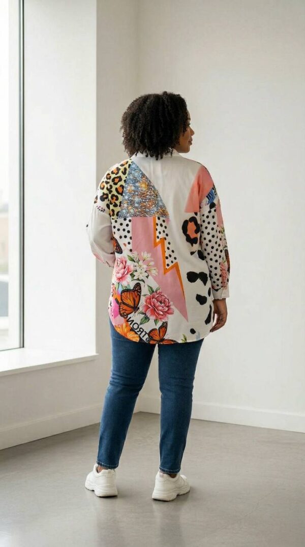 Multi-Pattern Patchwork Statement Blouse