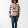 Multi-Pattern Patchwork Statement Blouse