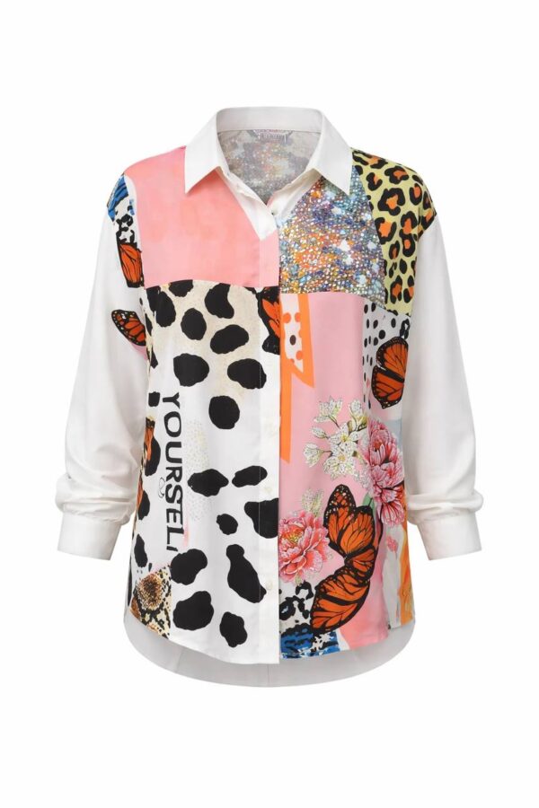 Multi-Pattern Patchwork Statement Blouse