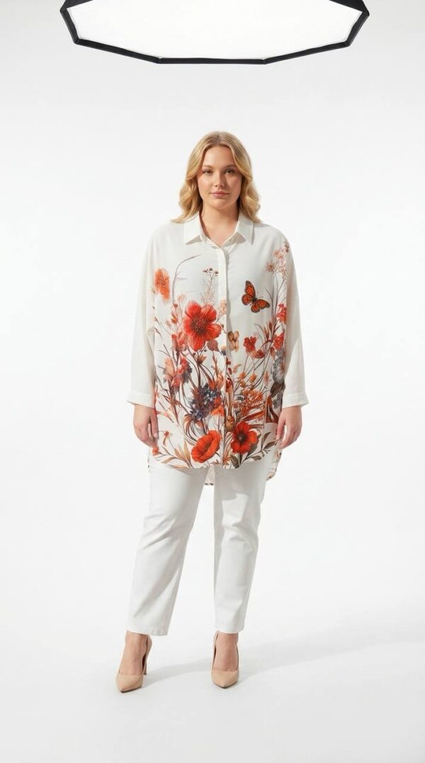 Wholesale Floral & Butterfly Print Tunic Shirt