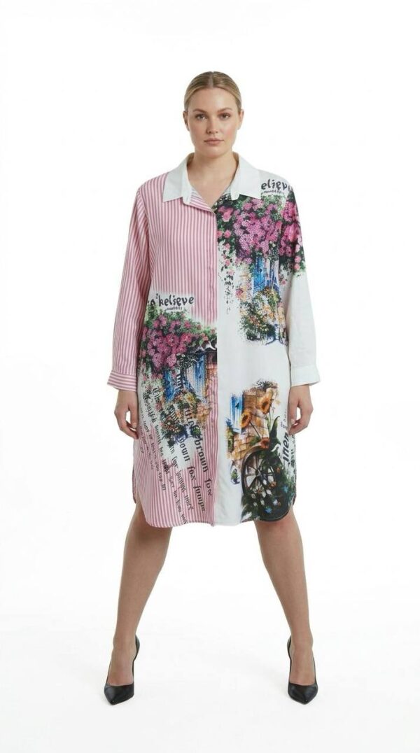 Wholesale Artistic Mixed-Print Shirtdress