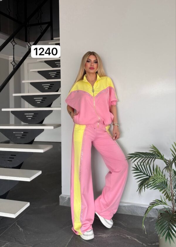 Color Block Zip-Up Athleisure Set