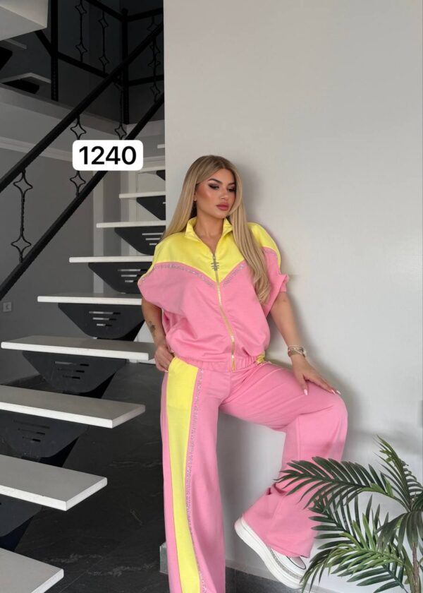 Color Block Zip-Up Athleisure Set