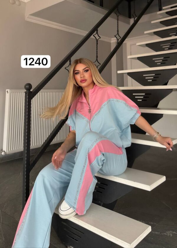 Color Block Zip-Up Athleisure Set