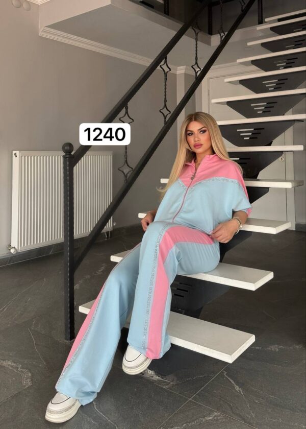 Color Block Zip-Up Athleisure Set