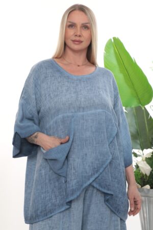 Artisanal Washed Linen Tunic and Trouser Set