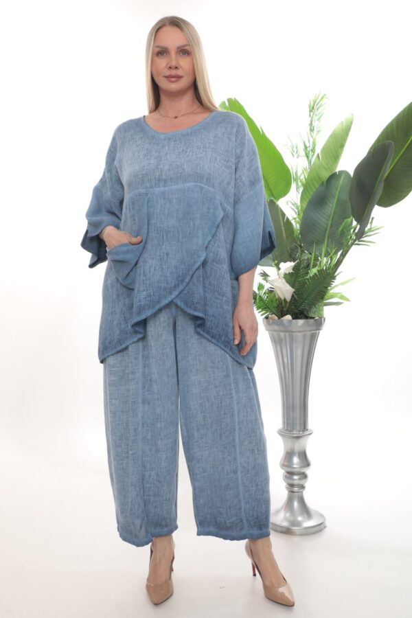 Artisanal Washed Linen Tunic and Trouser Set