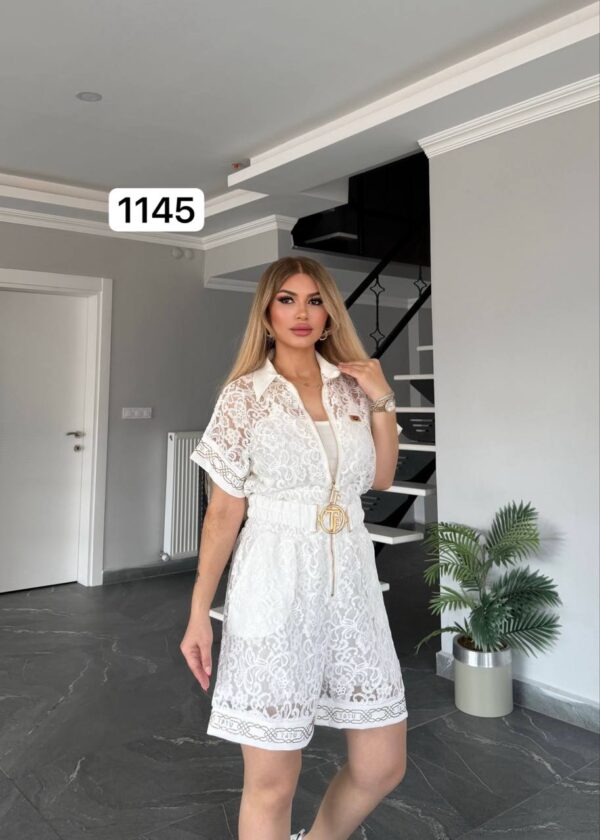 Elegant White Lace Zip-Front Mini Dress