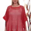 Wholesale Red Mesh Knit Poncho Blouse
