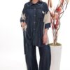 Distressed Denim Tunic Set with Eyelet Panels