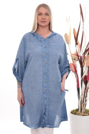 Wholesale Hooded Linen-Blend Tunic