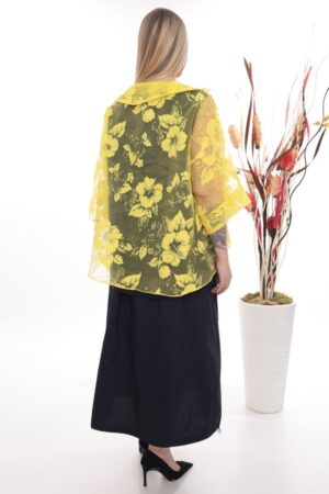 Hibiscus Print Sheer Poncho Two-Piece Set