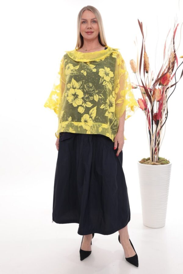 Hibiscus Print Sheer Poncho Two-Piece Set