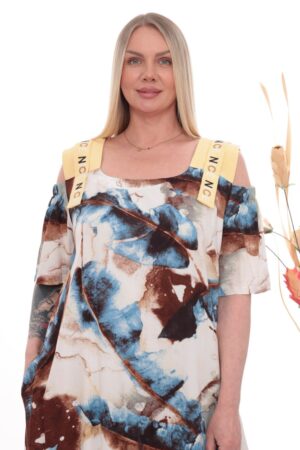 Wholesale Abstract Print Cold Shoulder Set