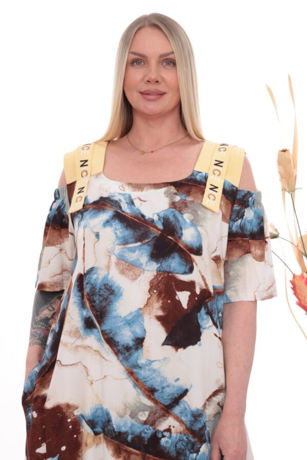 Wholesale Abstract Print Cold Shoulder Set