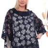 Hibiscus Print Sheer Poncho Two-Piece Set