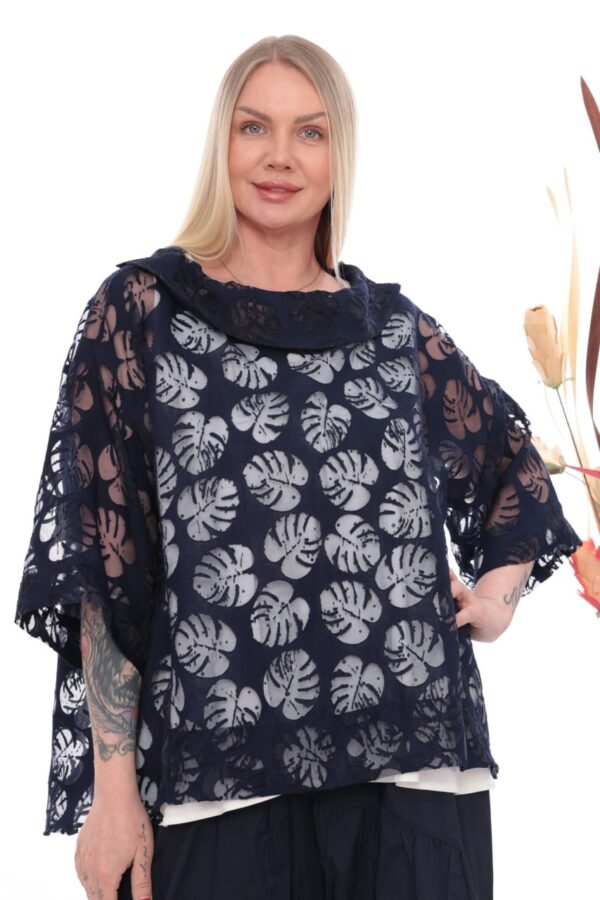 Hibiscus Print Sheer Poncho Two-Piece Set
