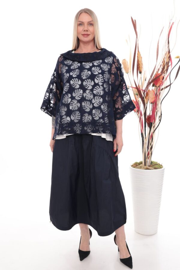 Hibiscus Print Sheer Poncho Two-Piece Set