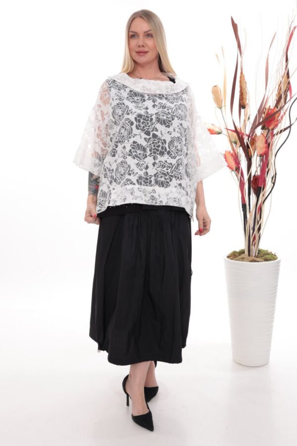 Hibiscus Print Sheer Poncho Two-Piece Set