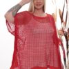 Wholesale Red Mesh Knit Poncho Blouse