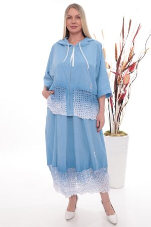 Wholesale Ombre Crochet Detail Hoodie & Skirt Set