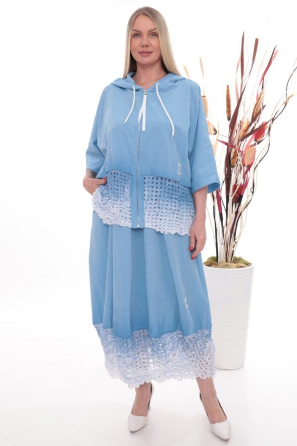 Wholesale Ombre Crochet Detail Hoodie & Skirt Set