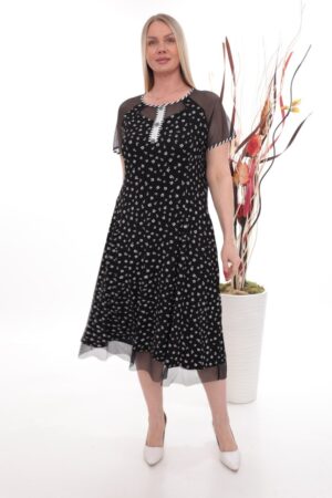 Wholesale Floral Midi Dress with Mesh Accents