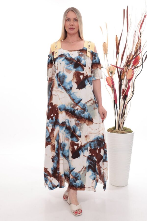 Wholesale Abstract Print Cold Shoulder Set