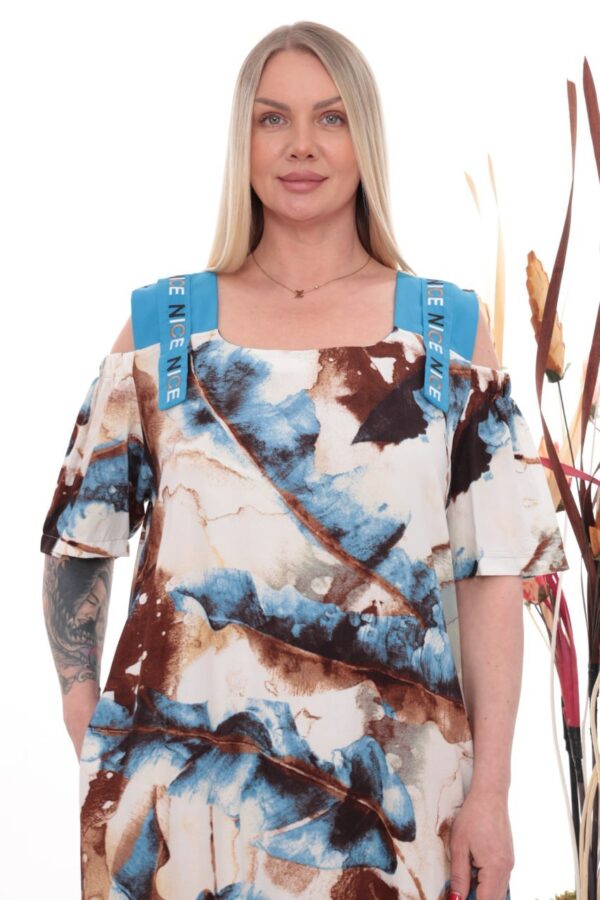 Wholesale Abstract Print Cold Shoulder Set