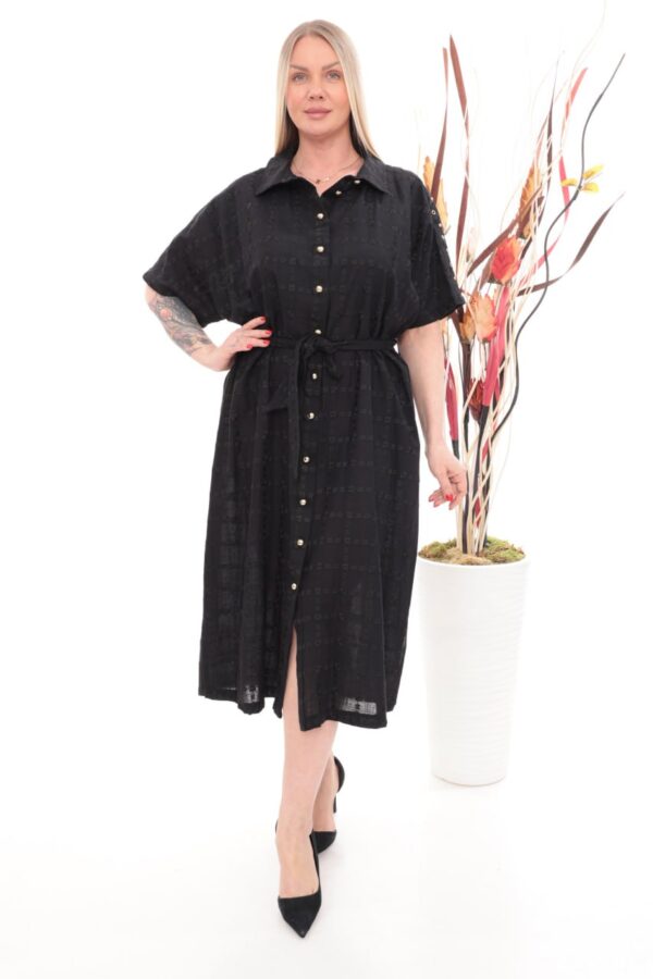 Stud-Detail Belted Midi Shirt Dress