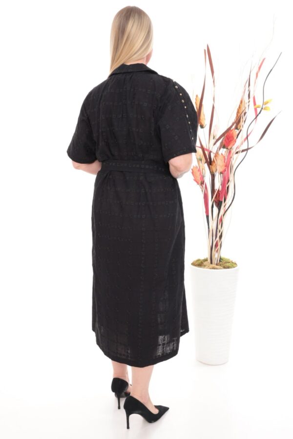 Stud-Detail Belted Midi Shirt Dress