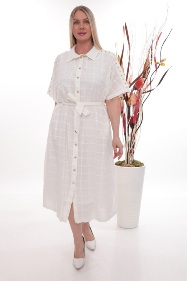 Stud-Detail Belted Midi Shirt Dress