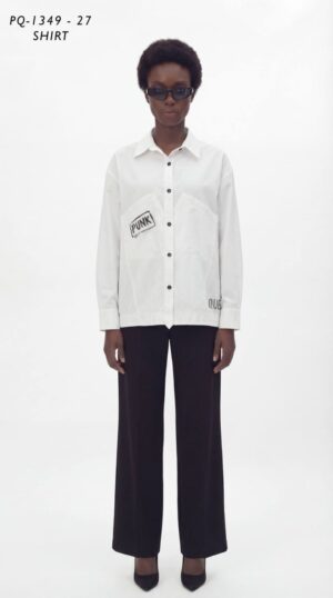 Graphic Print Long-Sleeve Button-Down Shirt