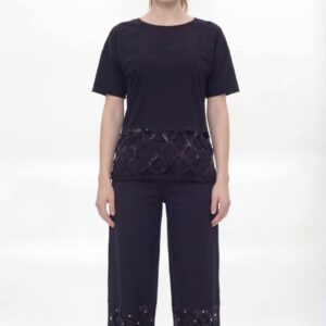 Studded Lattice Detail Two-Piece Set