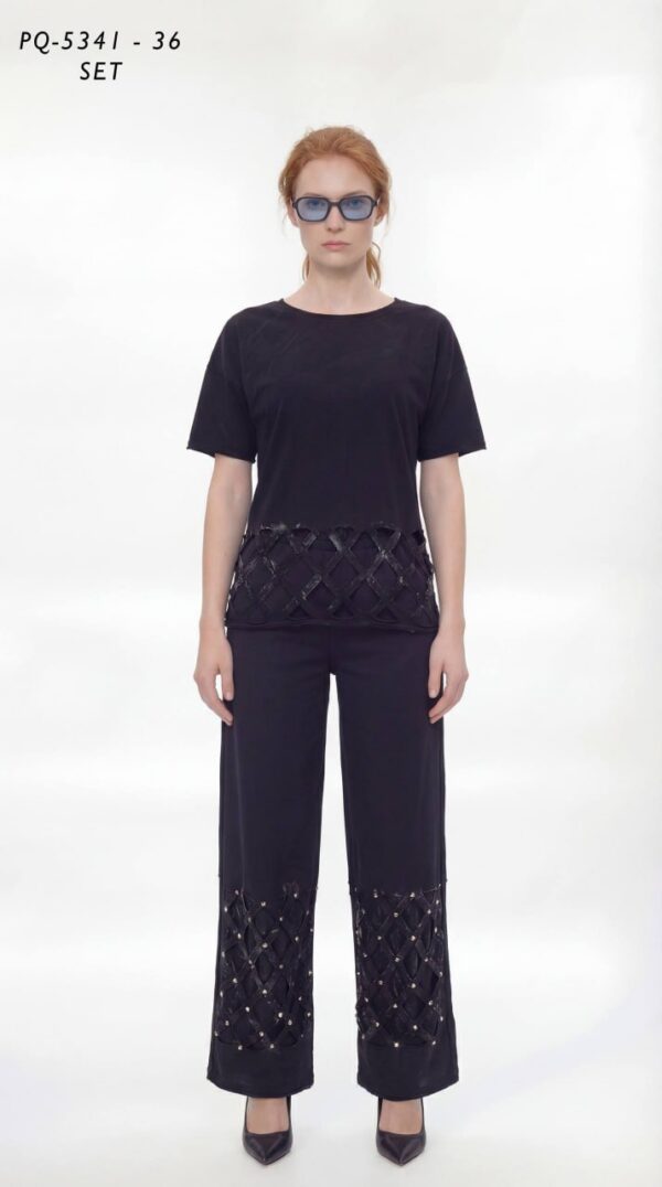 Studded Lattice Detail Two-Piece Set